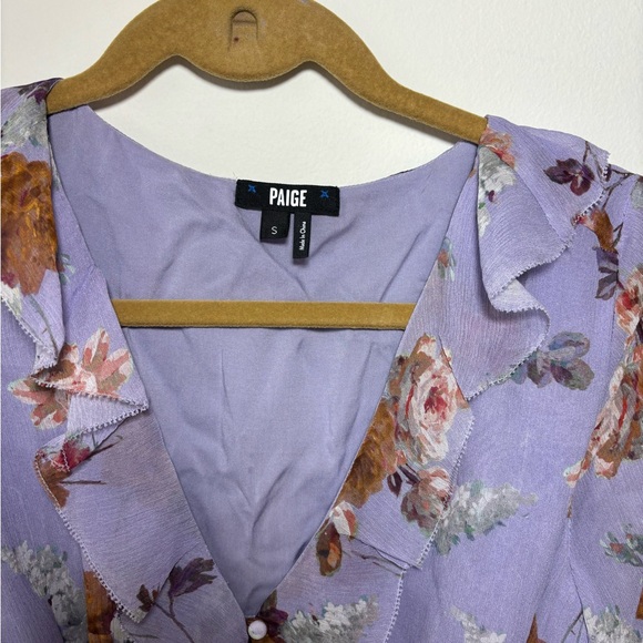Paige lilac ruffle tie front desk silk size small 153 - Picture 5 of 5